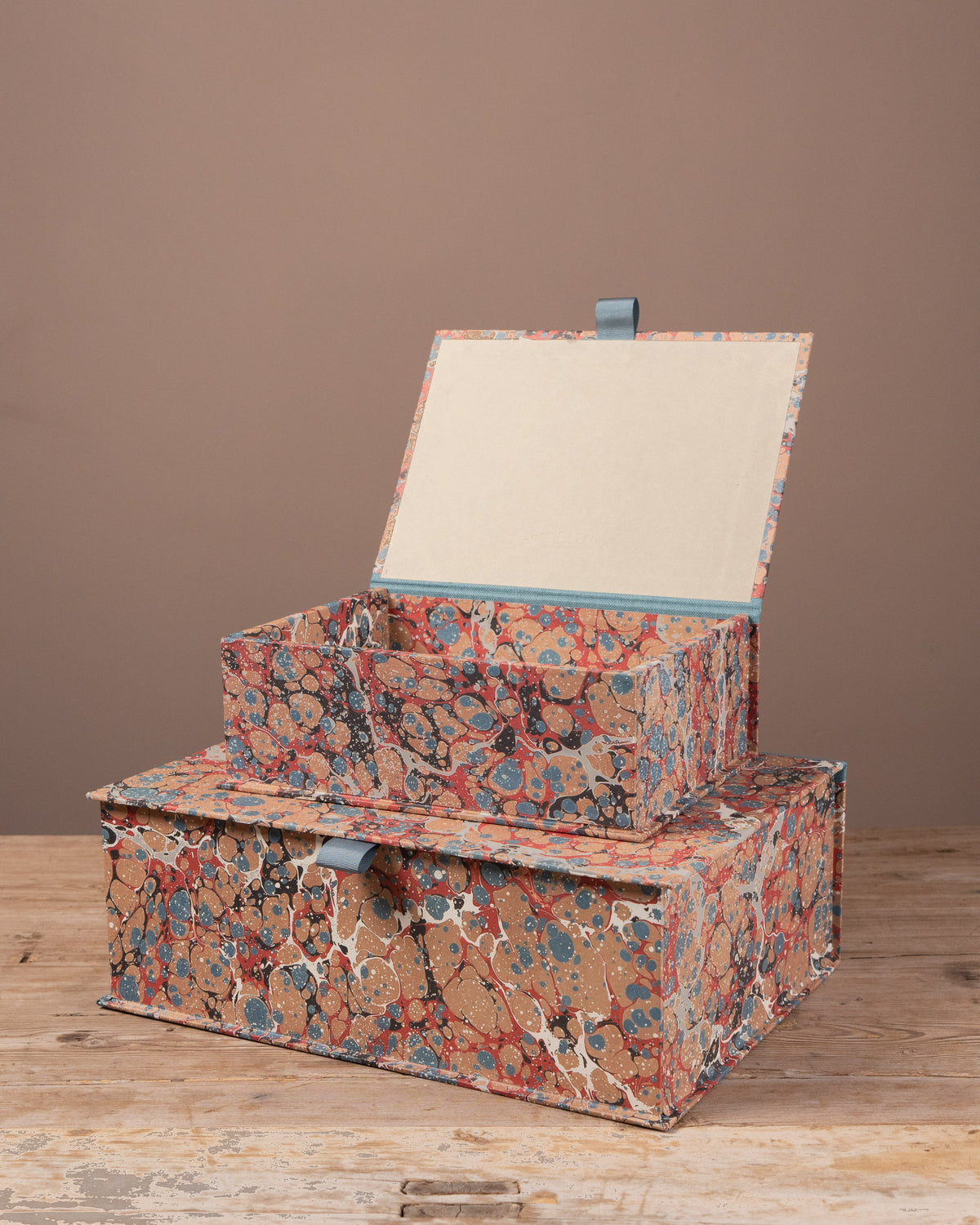 Salmon & Blue Spot Marbled Keepsake Box
