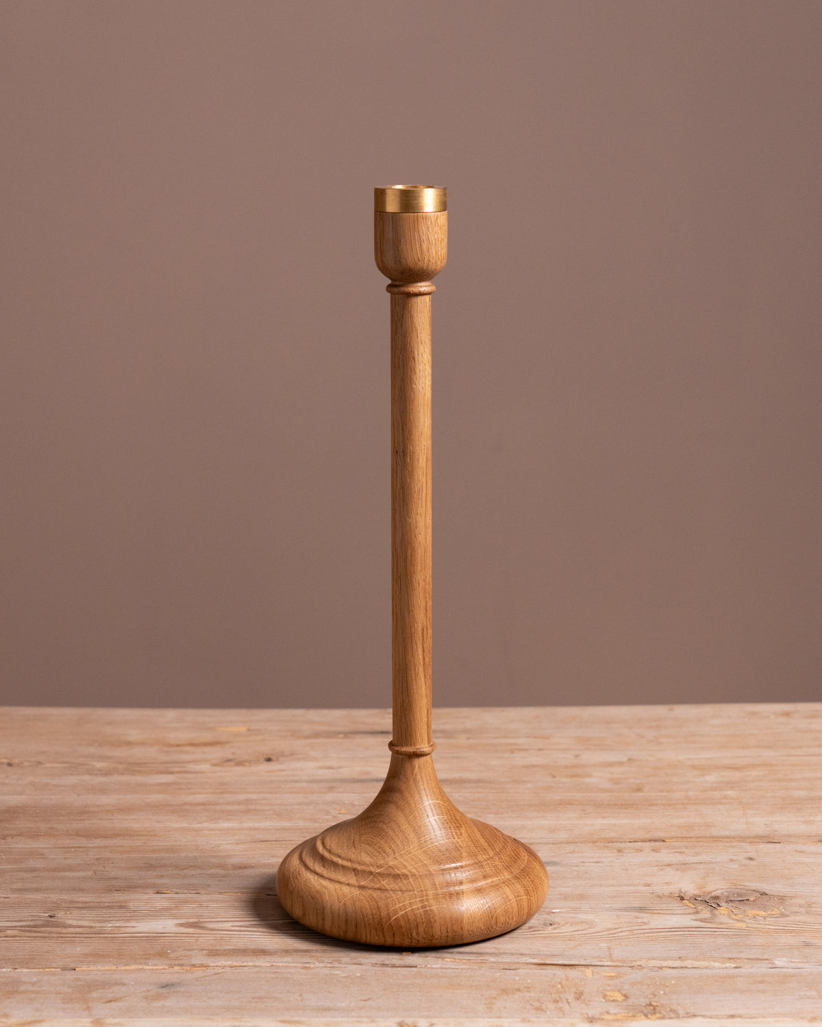 Turned Oak Candle Holder